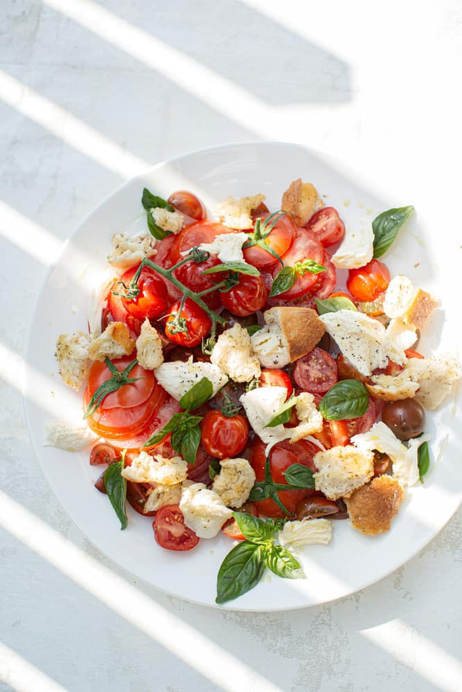 Burrata with heirloom tomatoes and basil
